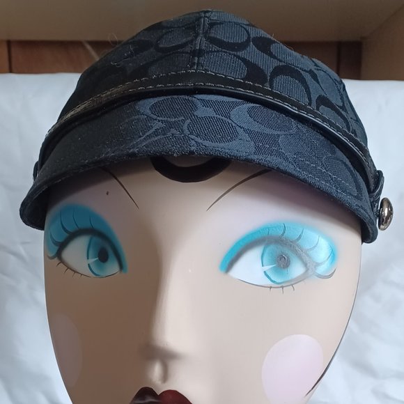 Coach KAREE Signature Jacquard Leather Y2K Hat Cap Black P/S Darling So Cute - Picture 1 of 8